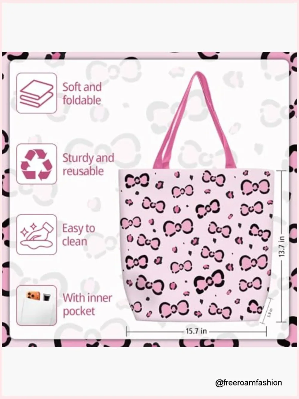 Small Canvas Tote Bag with Inner Pocket, Lightweight Reusable Polyester